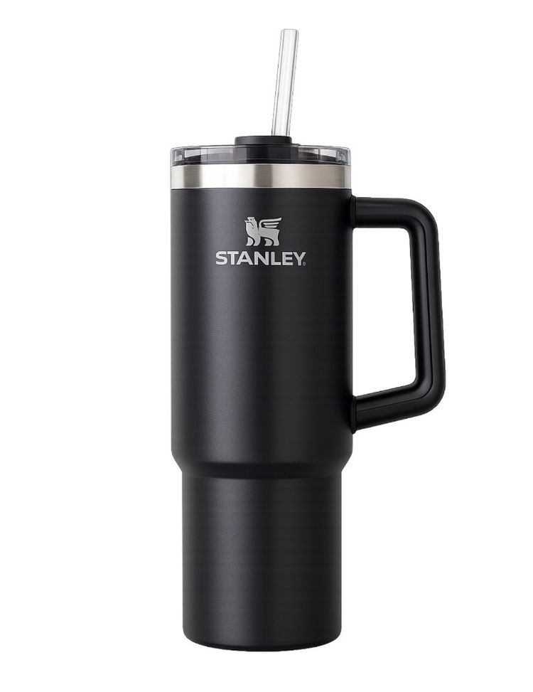 Stanley Quencher H2.0 RRP £44.99 Black Insulated Tumbler With Handle And Straw
